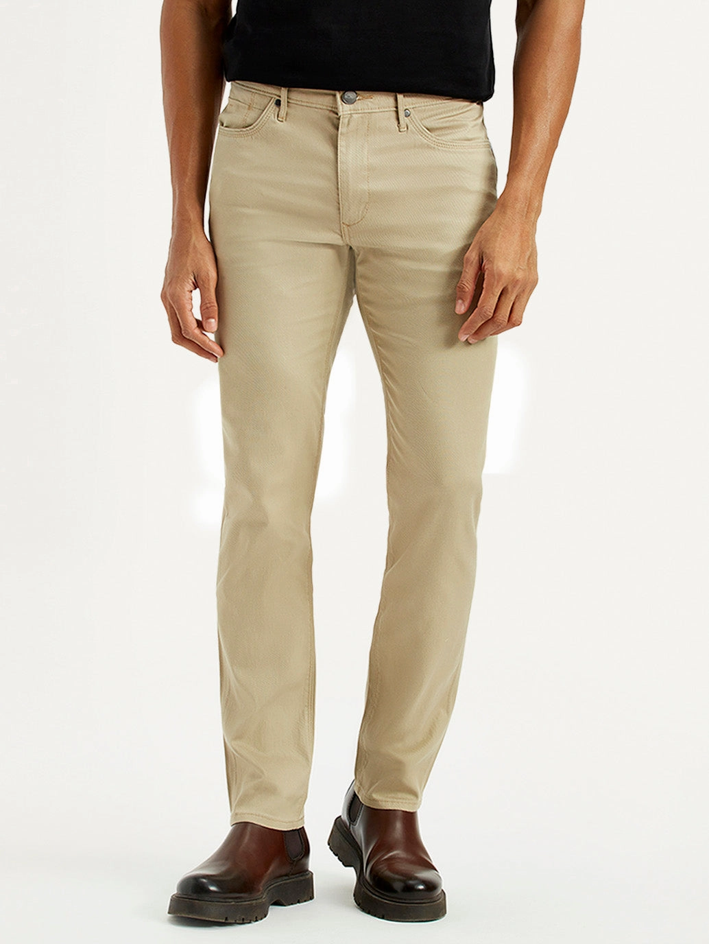 Men's Redloop 511 Beige Slim Fit Mid Rise Chinos Professional Wear Weekend Warrior