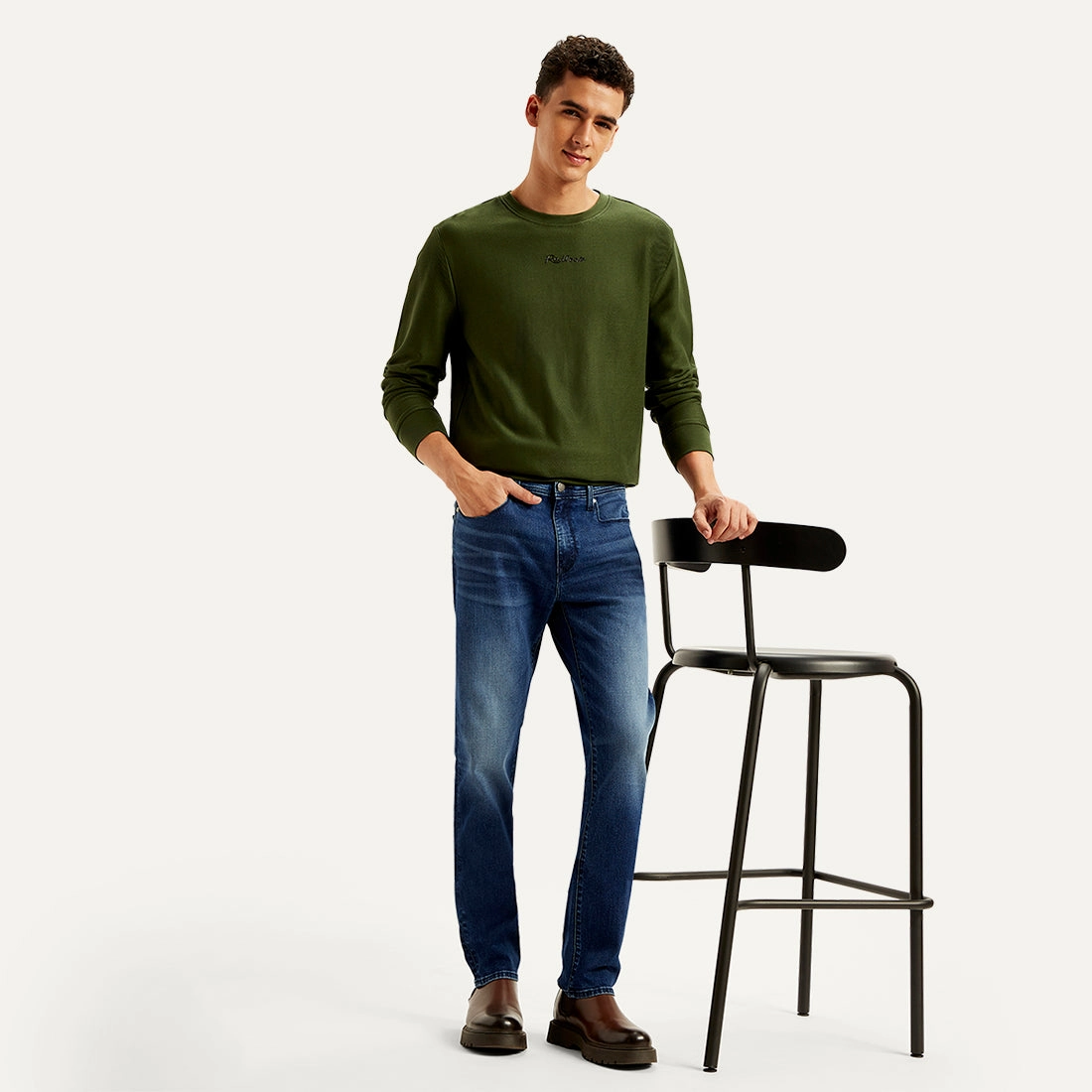 Flawless Look Classic Item Men's Redloop 511 Blue Slim Fit Mid Rise Jeans