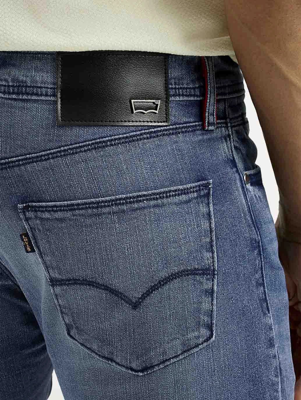 Classic Office Wear Men's Redloop 511 Dark Indigo Slim Fit Mid Rise Selvedge Jeans