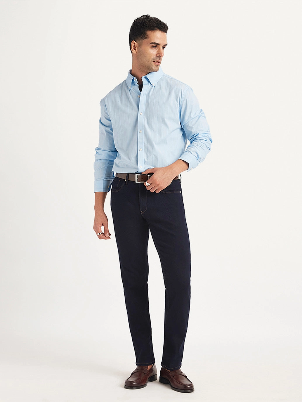 Men's Redloop 511 Navy Blue Slim Fit Mid Rise Jeans Casual Staple Effortless Style
