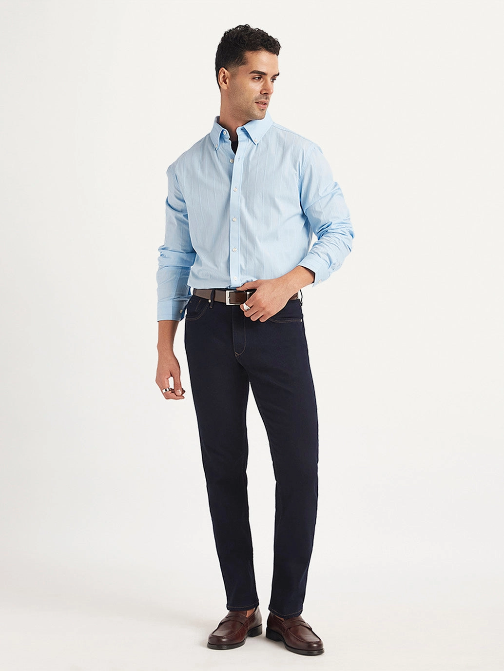 High Waist Office Wear Chill Outfit Date Night Men's Redloop 511 Navy Blue Slim Fit Mid Rise Jeans