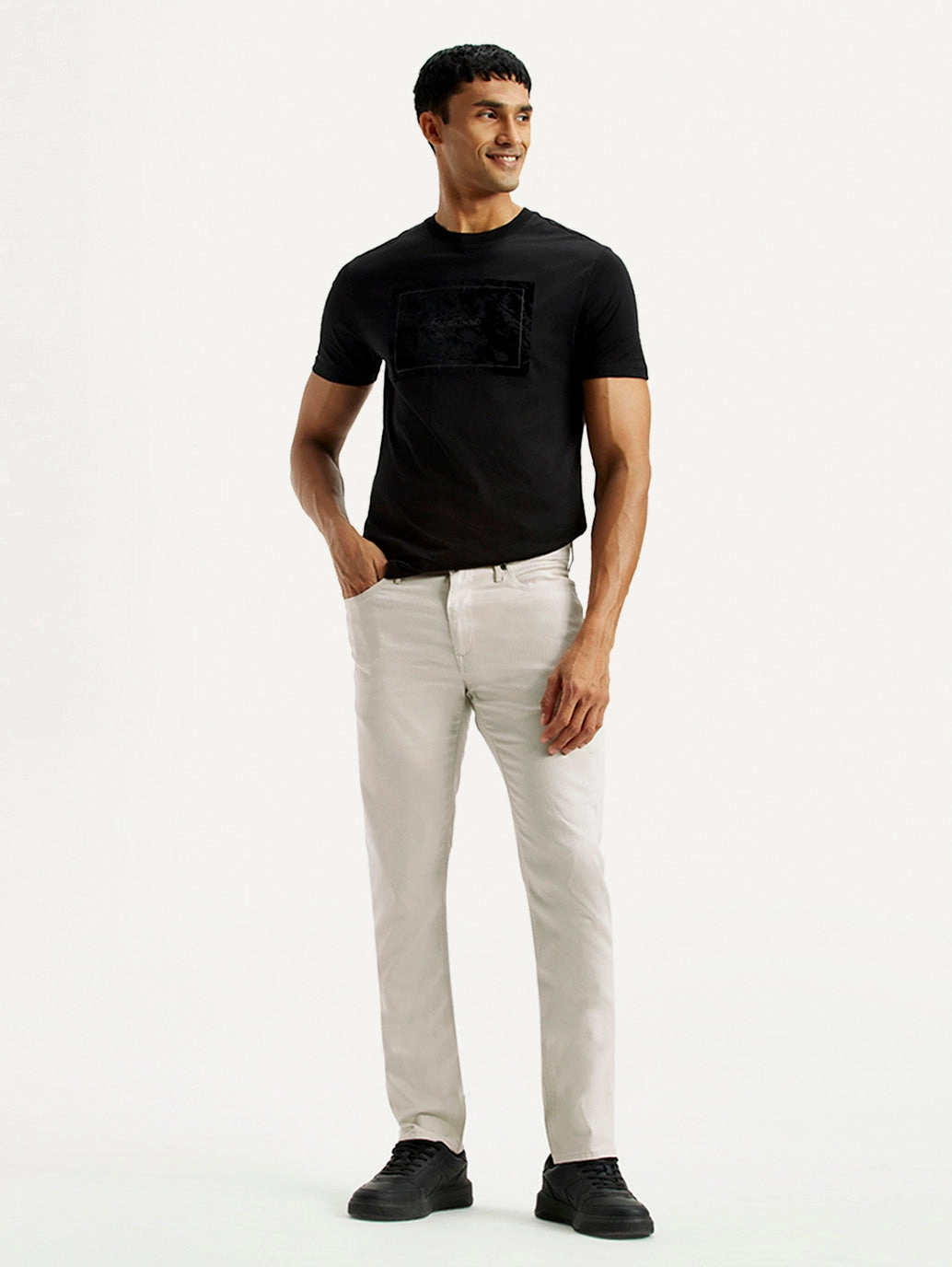 Men's Redloop 511 Off White Slim Fit Mid Rise Jeans Four Way Stretch Fabric