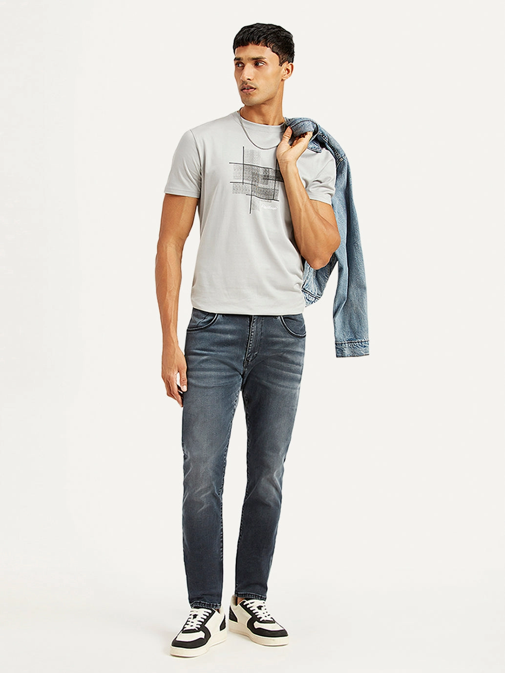 Smart Casual Modern Rainy Day Street Ready Men's Redloop 512 Blue Slim Tapered Fit Mid Rise Jeans