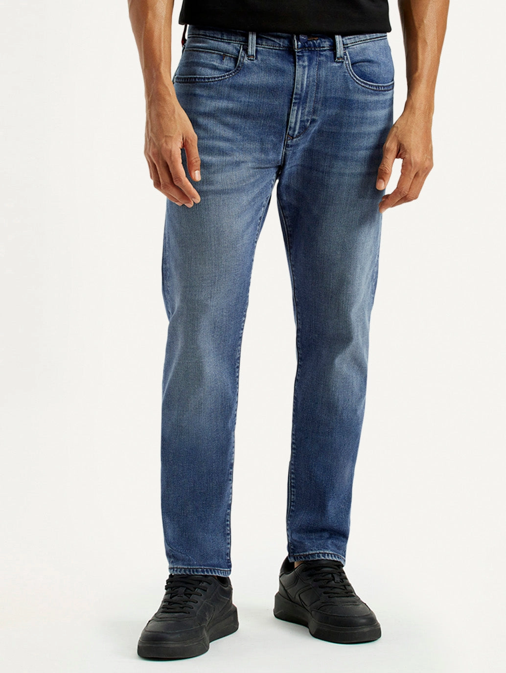 Men's Redloop 512 Dark Indigo Slim Tapered Fit Mid Rise Jeans Simple Aesthetic Light Washed