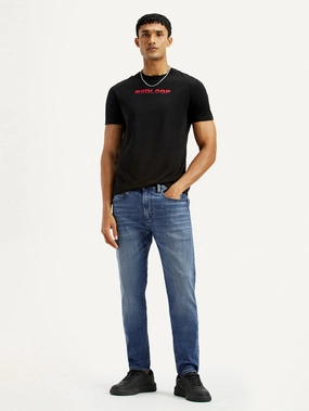 Men's Redloop 512 Dark Indigo Slim Tapered Fit Mid Rise Jeans Travel Light Stylish Adult Fashion