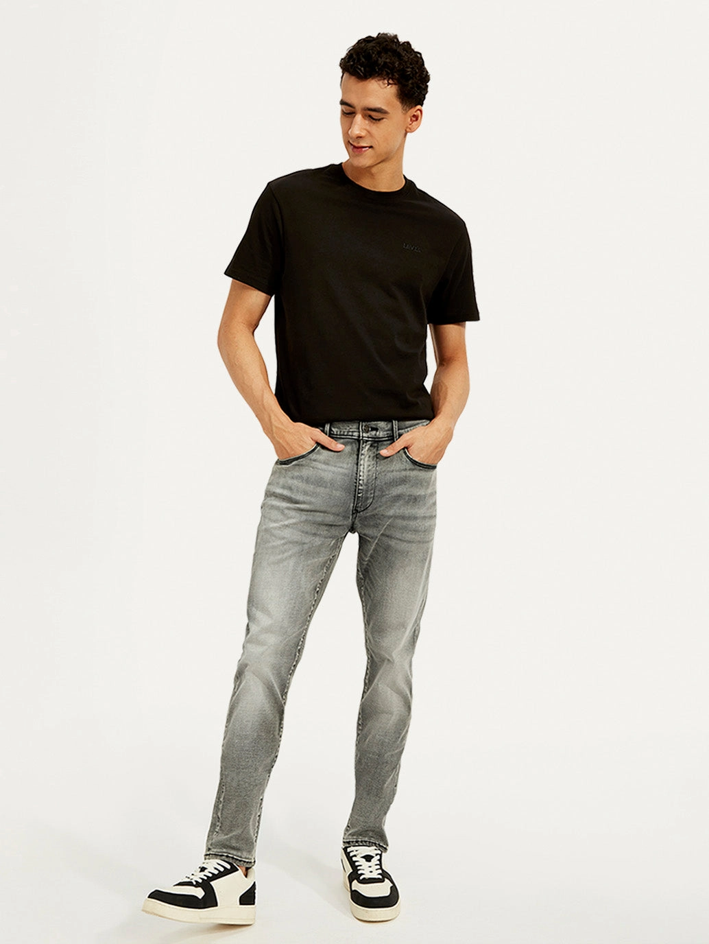 Evening Stroll Urban Explorer Men's Redloop 512 Grey Slim Tapered Fit Mid Rise Jeans