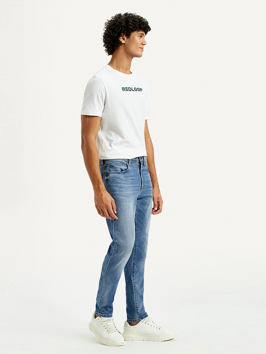Comfy Fit Men's Redloop 512 Indigo Slim Tapered Fit Mid Rise Jeans