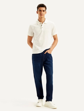 Sharp Edge Creative Look Elegant Road Trip Men's Redloop 512 Navy Blue Slim Tapered Fit Mid Rise Jeans