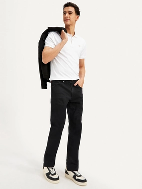 Night Out Traveler Gear Stylish Men's Redloop 513 Black Slim Straight Fit Mid Rise Jeans