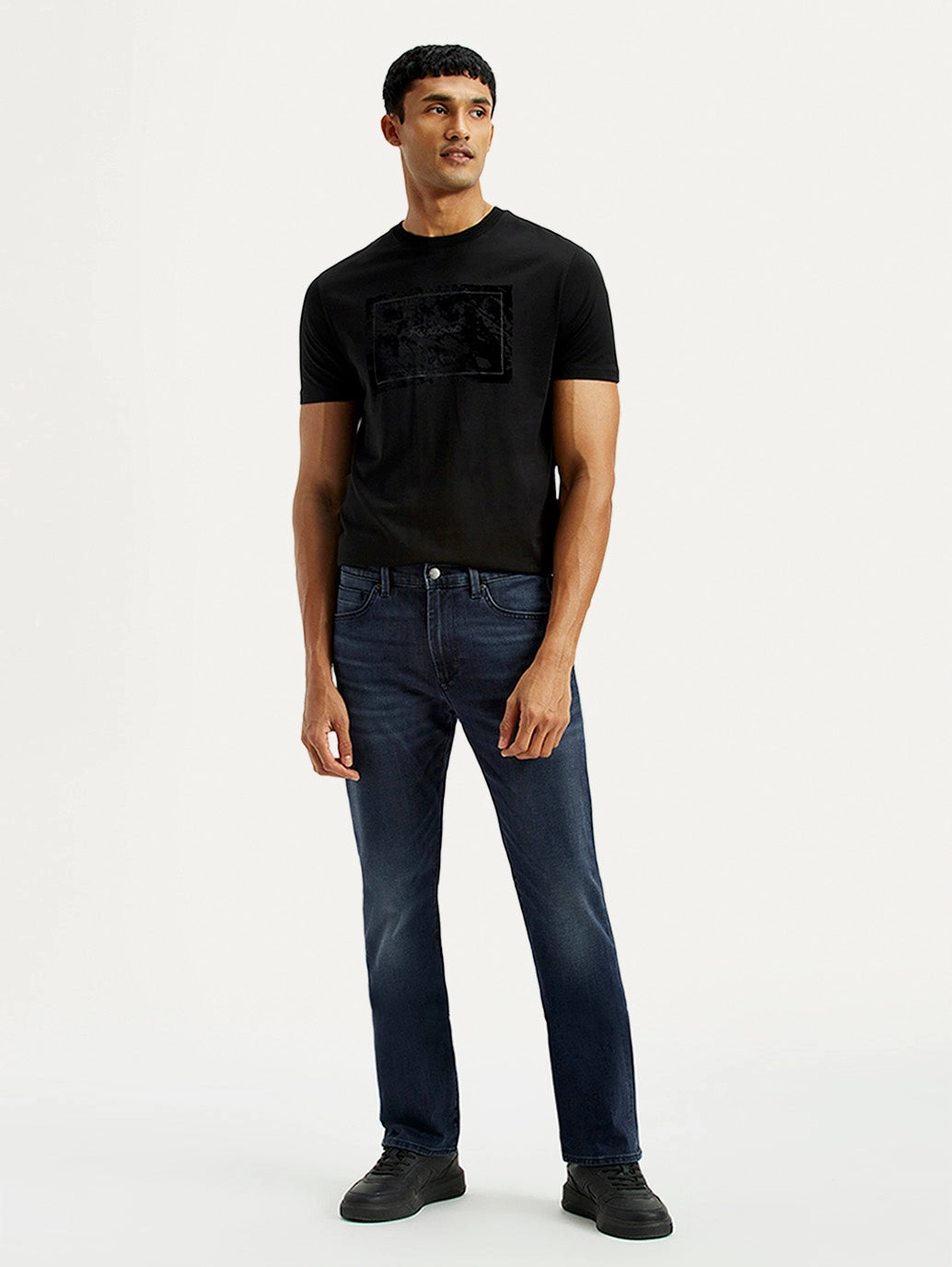 Men's Redloop 513 Dark Indigo Slim Straight Fit Mid Rise Jeans Brunch Outfit Casual