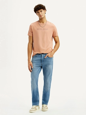 Brunch Outfit Night Out Men's Redloop 513 Light Blue Slim Straight Fit Mid Rise Jeans