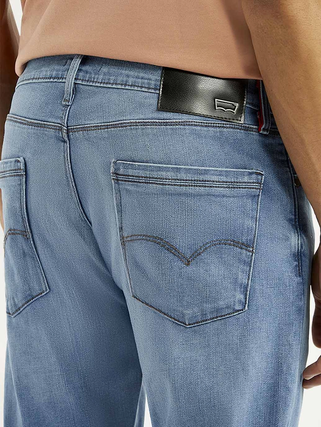 Style Appropriate Men's Redloop 513 Light Blue Slim Straight Fit Mid Rise Jeans