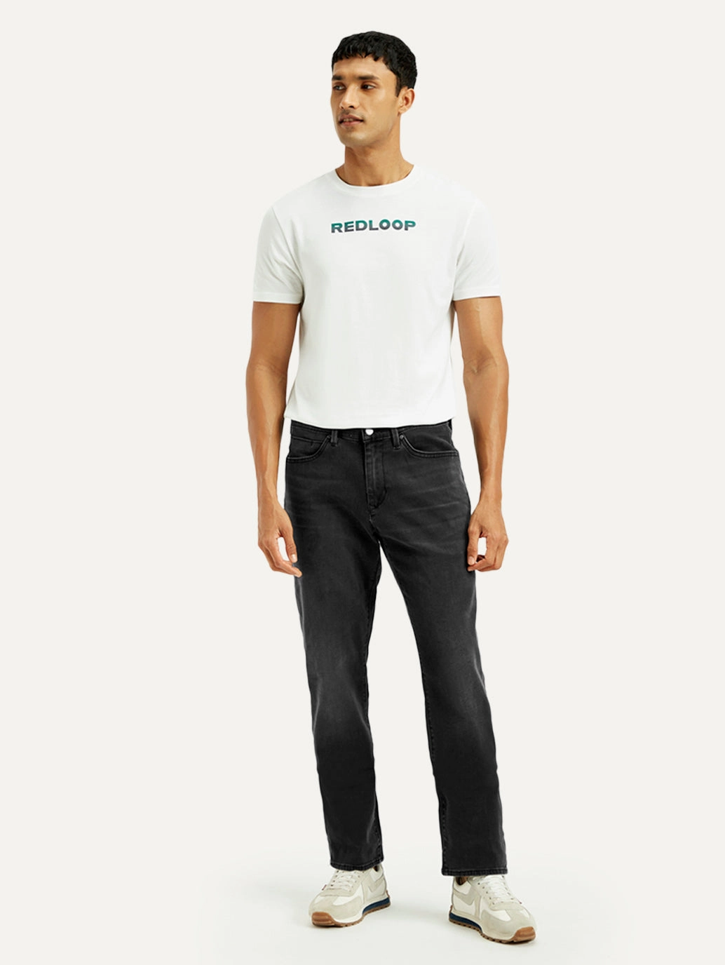All Round Fit Sunny Vibes Casual Men's Redloop 541 Black Athletic Tapered Fit Mid Rise Jeans