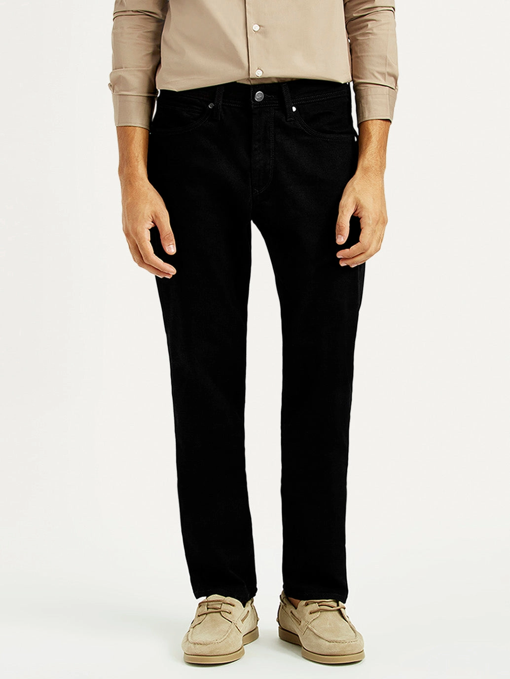 Simple Fashion Men's Redloop 541 Black Athletic Tapered Fit Mid Rise Jeans