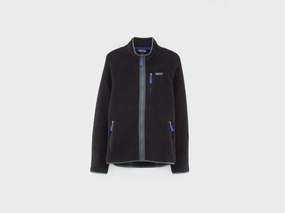 Men's Retro Pile Fleece Jacket  (252 / M / BLACK) Comfort Stretch Fabric Non Bulky Insulation
