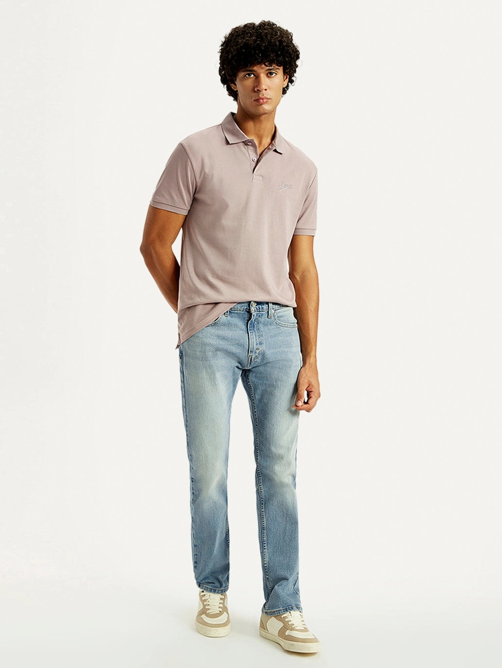 Men's Tinted 505 Light Indigo Straight Fit Mid Rise Jeans Basic Style