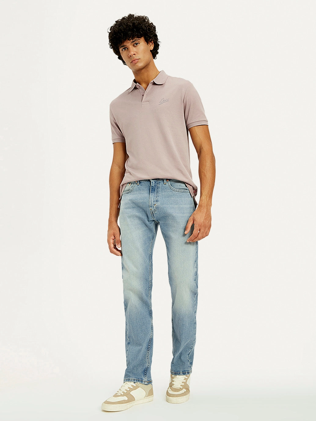 Morning Stroll Professional Wear Brunch Outfit Modern Silhouette Men's Tinted 505 Light Indigo Straight Fit Mid Rise Jeans