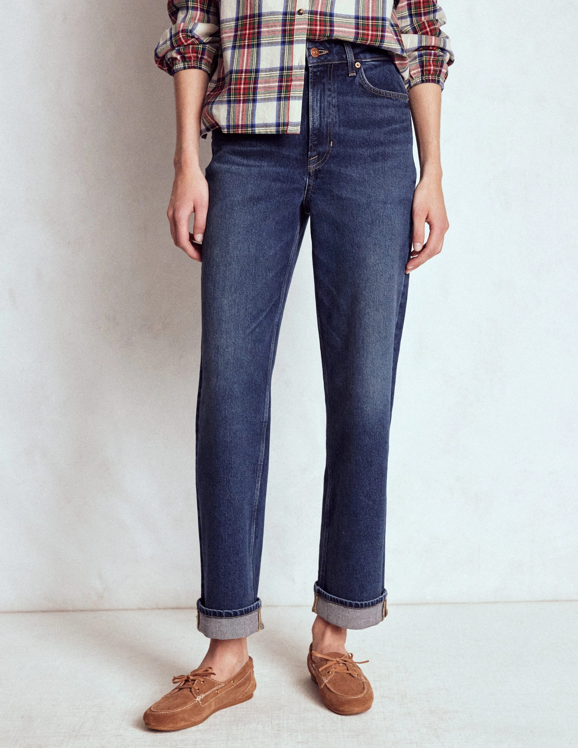 Mid Rise Stretch Jeans-Dark Vintage Comfy Ease