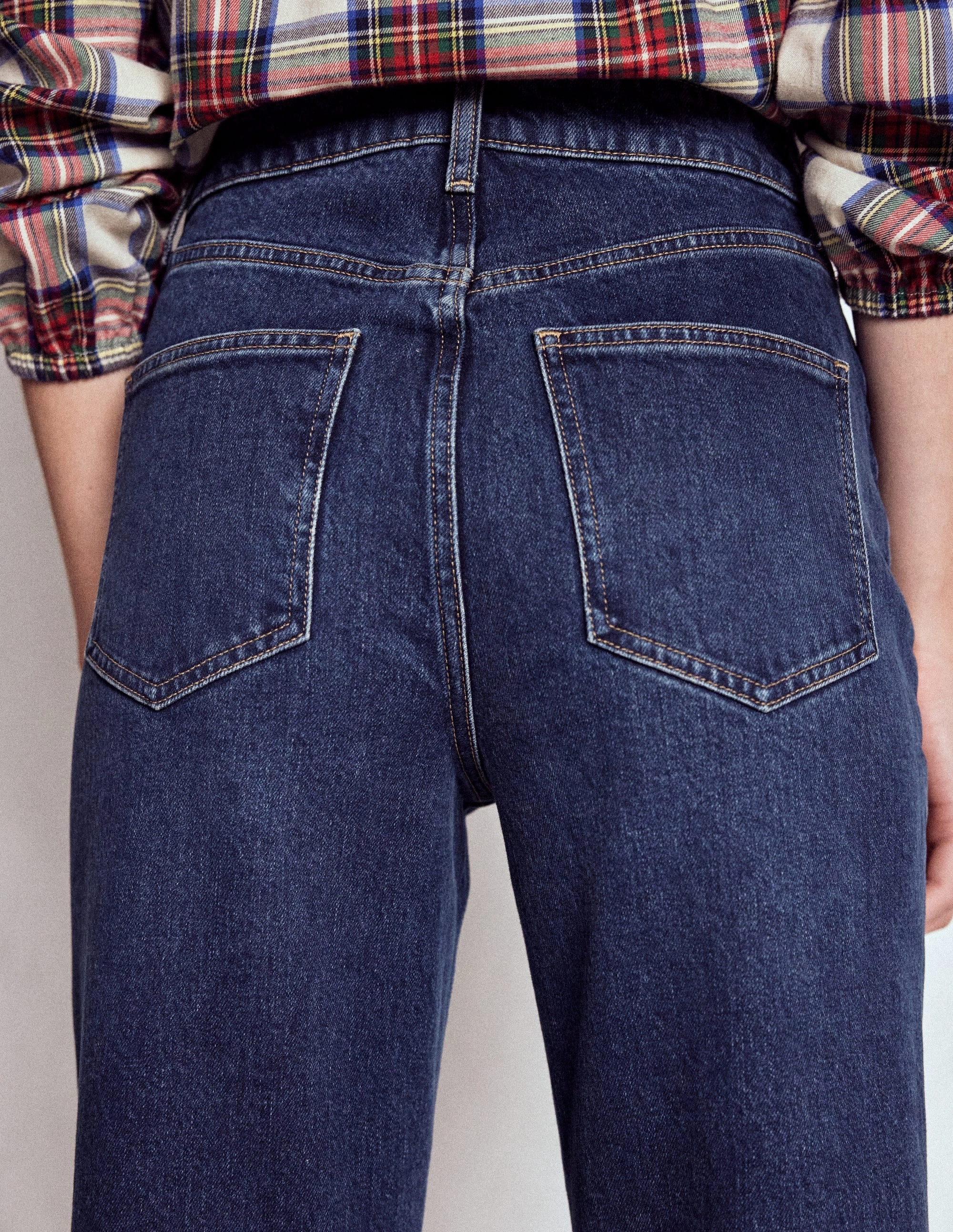 Snag Resistant Fabric Reflective details Mid Rise Stretch Jeans-Dark Vintage