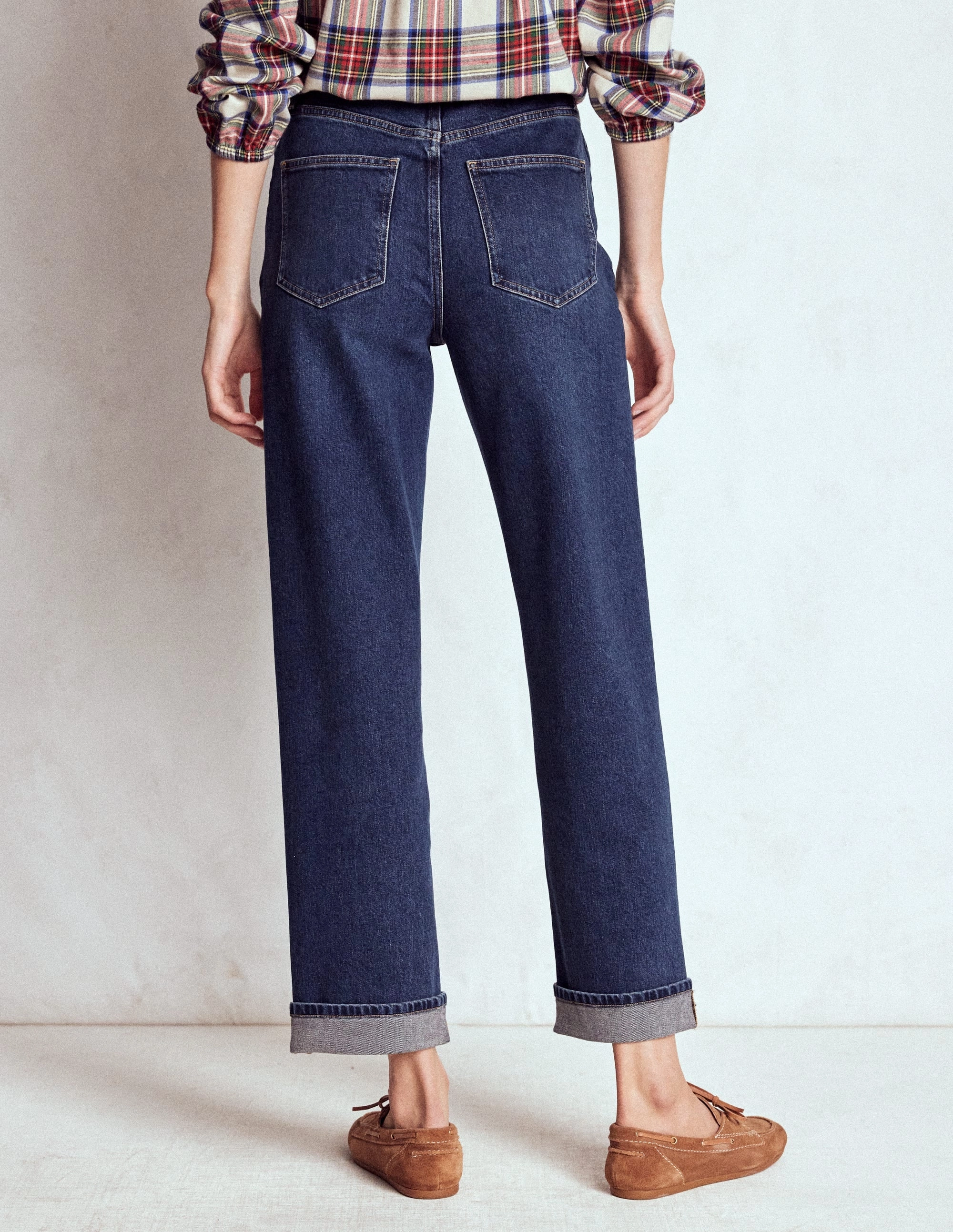 Mid Rise Stretch Jeans-Dark Vintage MachineWashableFabric Essential Comfort Wear
