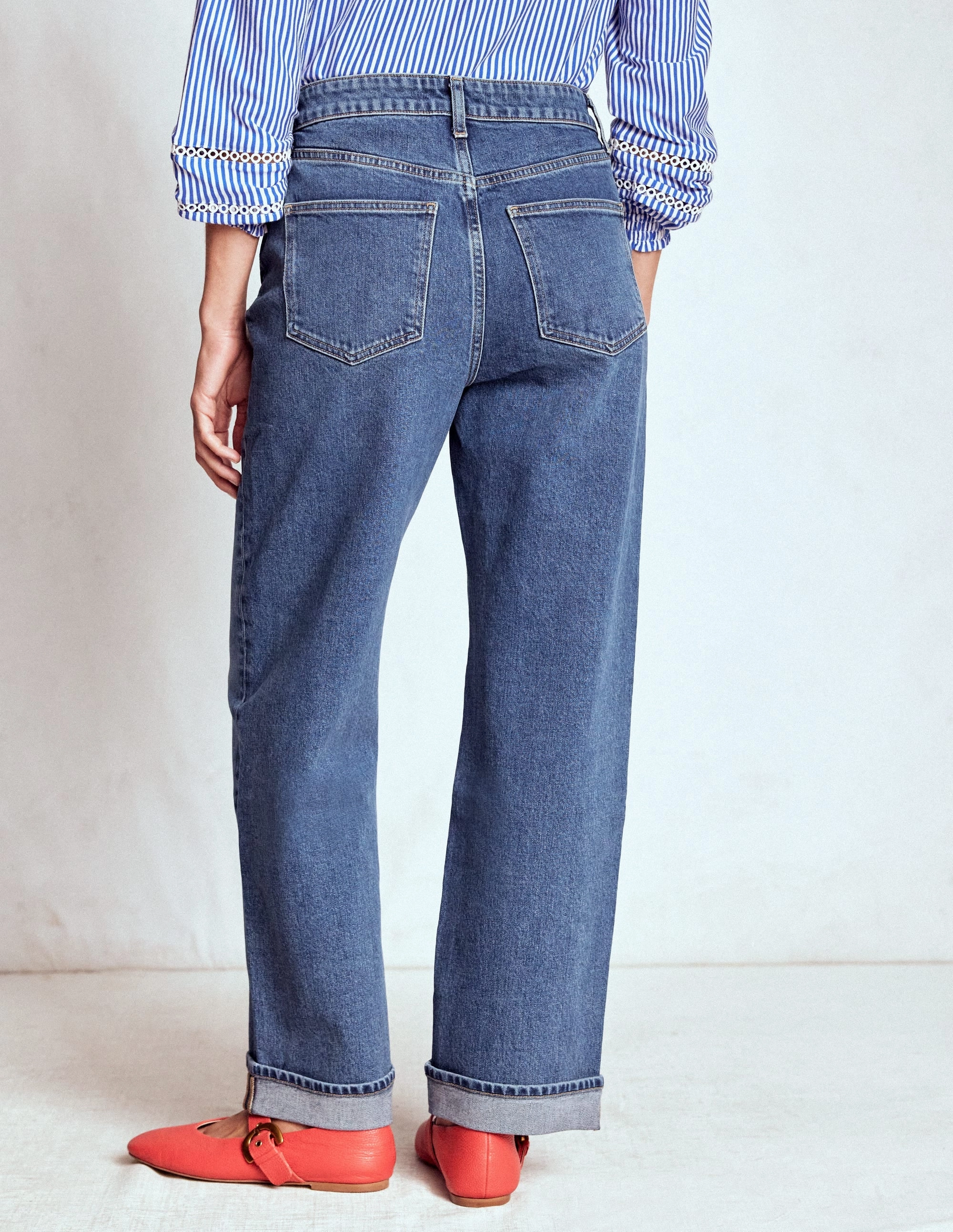 Lightweight Weave Mid Rise Stretch Jeans-Mid Vintage