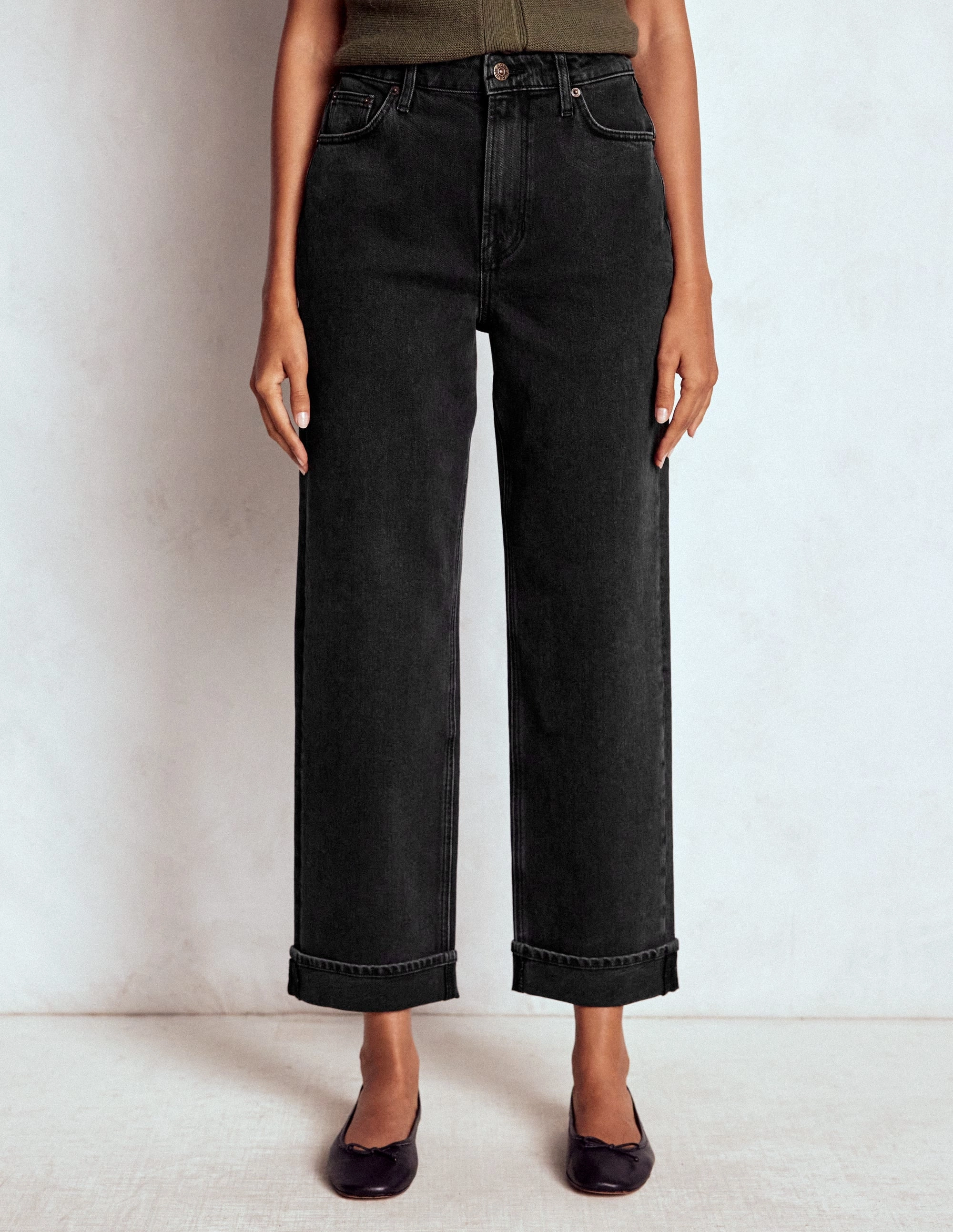 Windproof Membrane Cozy Essentials Mid Rise Stretch Jeans-Washed Black