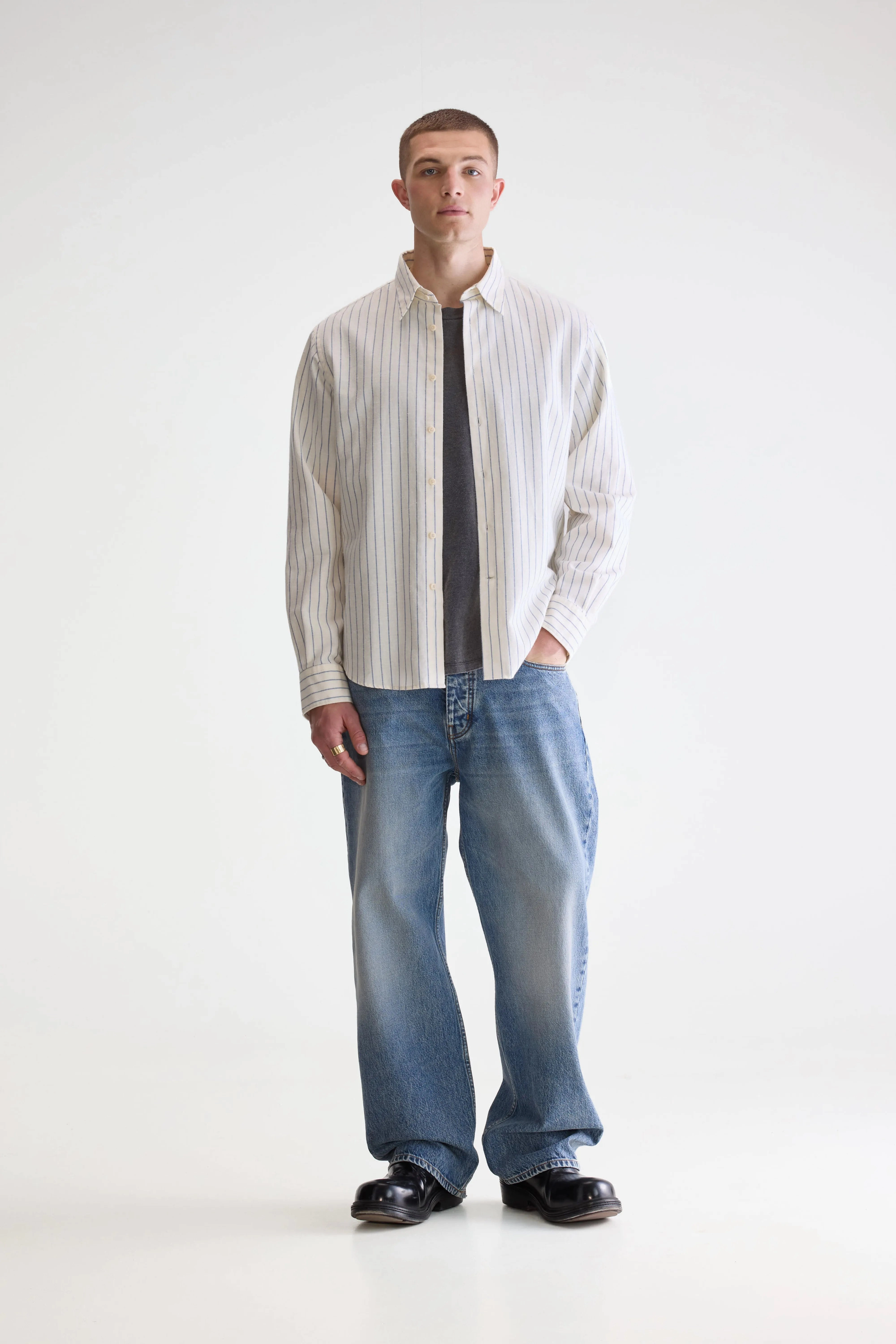 Franklin regular shirt (252 / M / STRIPE F) Modern Fit Loose style