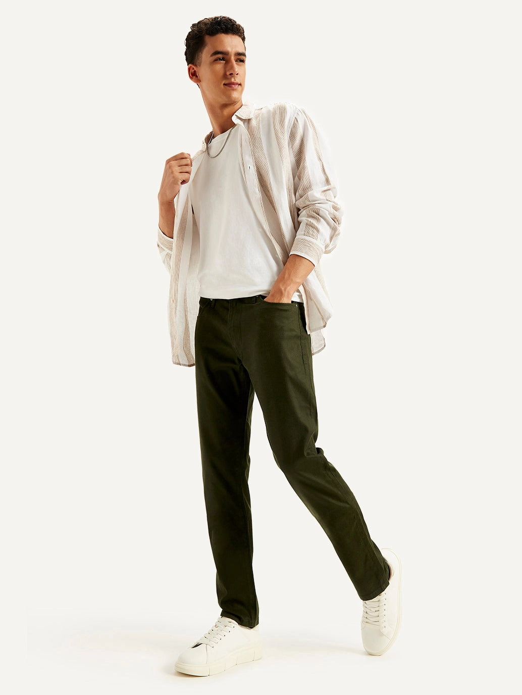 Balanced Wardrobe Seamless Pocket Design Men's Redloop 511 Olive Green Slim Fit Mid Rise Jeans