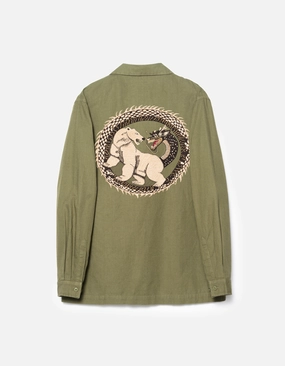 Odor Control Fabric 7089 Bering Strait Embroidered L/S Camp Collar Shirt Olive OG-107F