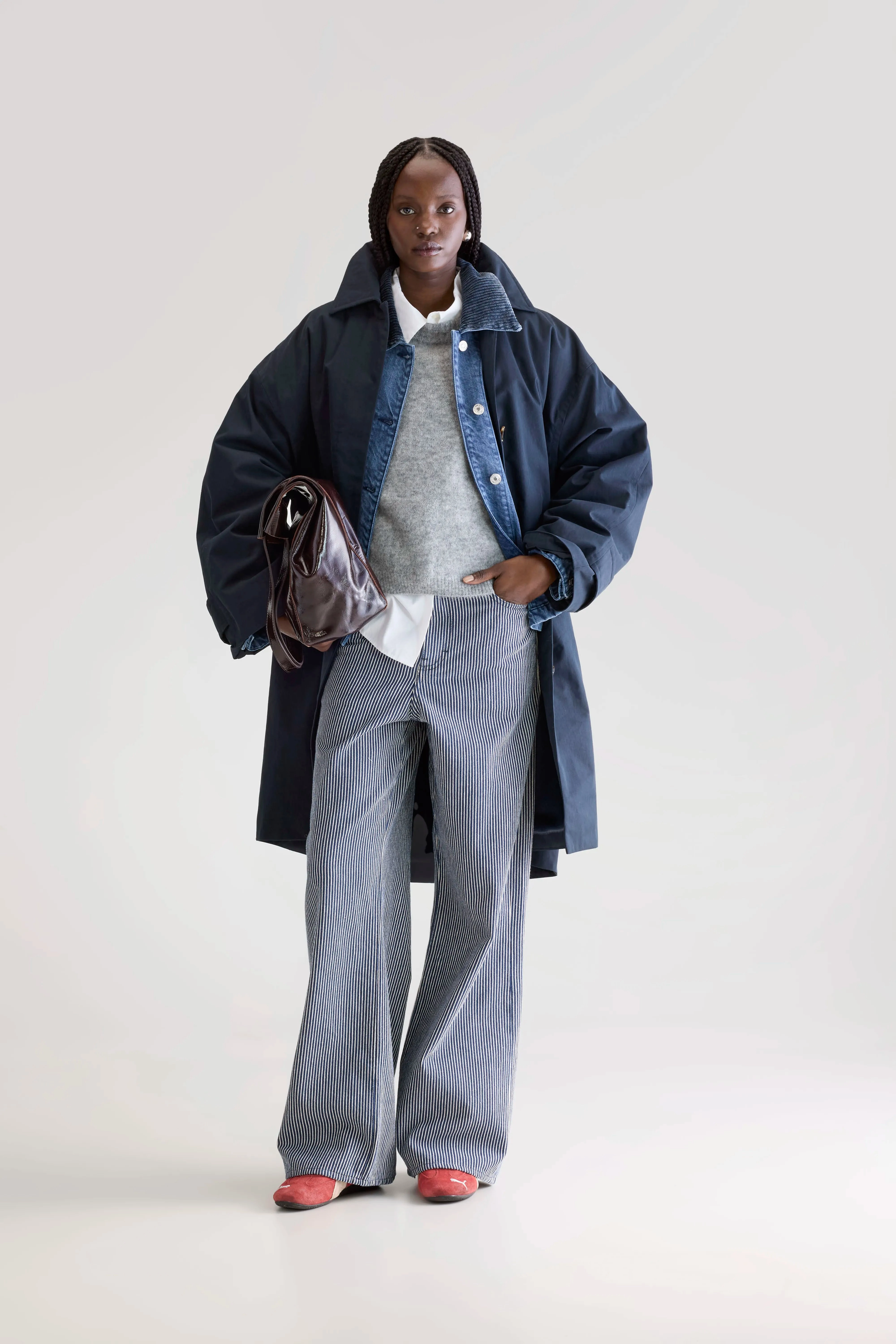 Hestia trenchcoat (252 / W / NAVY) StretchFit Silhouette FullCoverageHood