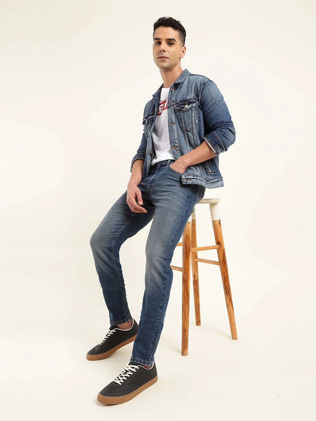 Core Fit Men's 512 Blue Slim Tapered Fit Mid Rise Jeans