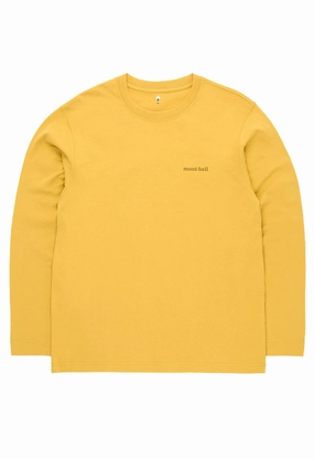 Montbell Men's Pear Skin Cotton Long Sleeve T-Shirt - Yellow LayeredHemDetails