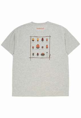 Montbell Men's Wickron Acorns T-Shirt - Light Grey Garment Dyed cotton material