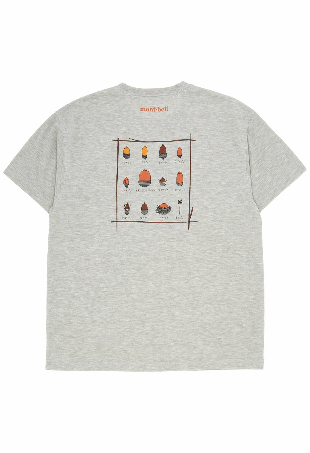 Montbell Men's Wickron Acorns T-Shirt - Light Grey Garment Dyed cotton material