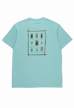 Montbell Men's Wickron Beetles T-Shirt - Light Blue Soft Stretch Fit Bright Color