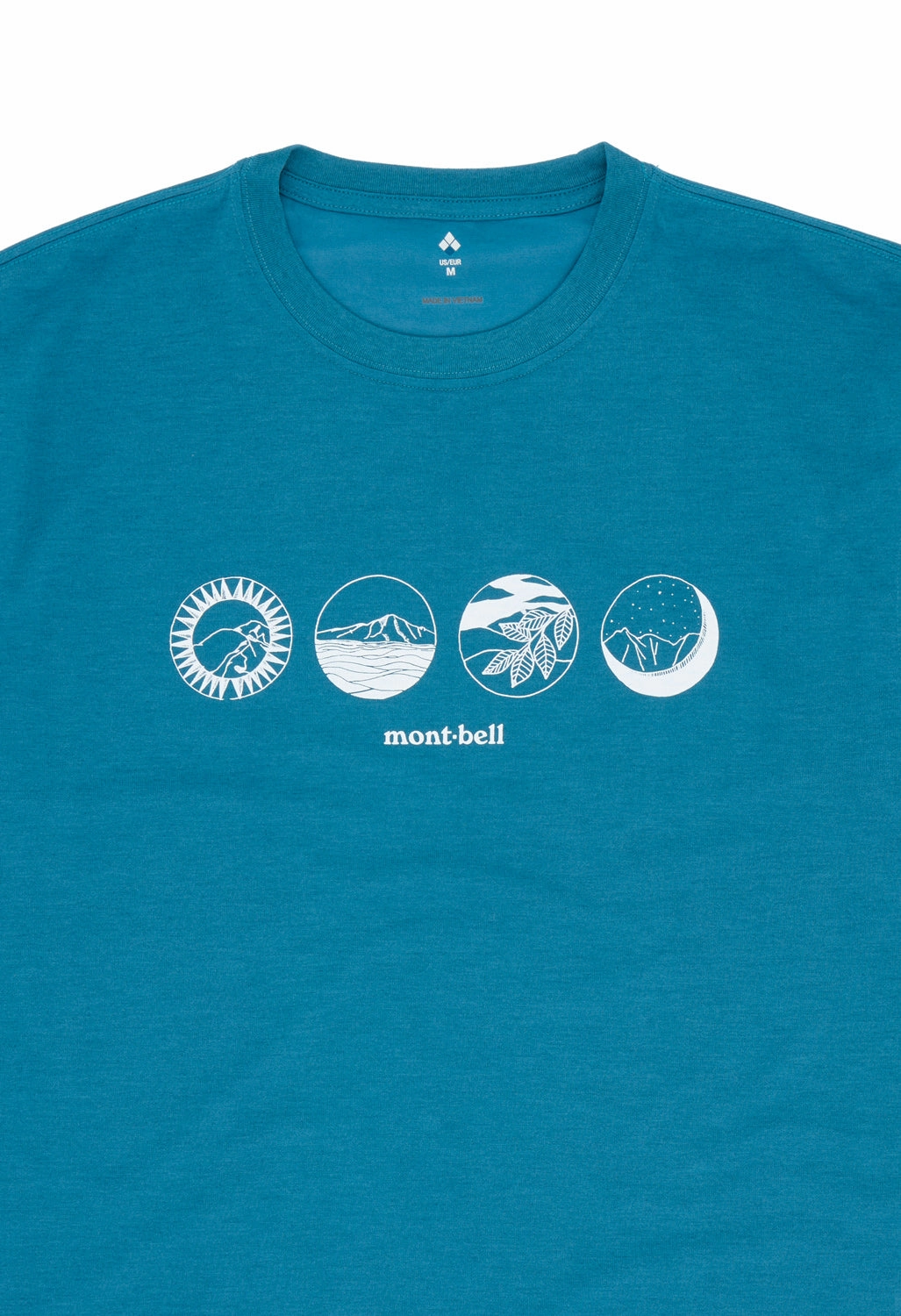 Biodegradable Options Fresh and Cool Montbell Men's Wickron Mountain Scenes T-Shirt - Blue Green