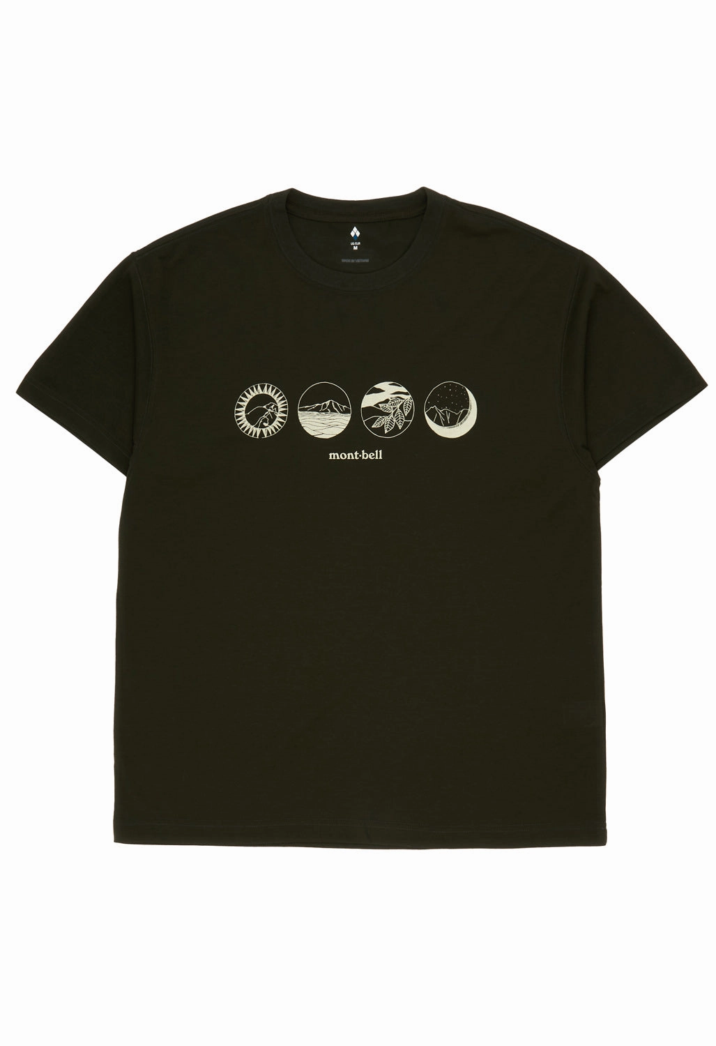 Montbell Men's Wickron Mountain Scenes T-Shirt - Dark Green School spirit Everyday Fit