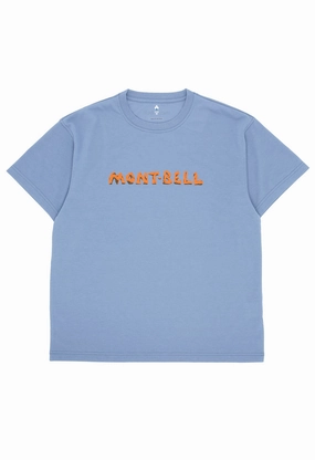 Montbell Men's Wickron Rock Logo T-Shirt - Blue Cozy Layers