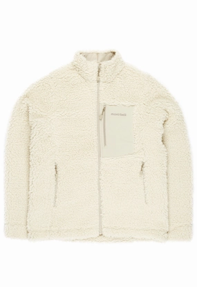 Montbell Women's Climaplus Shearling Jacket - Ivory Magnetic Closure System Wind Resistant Coating
