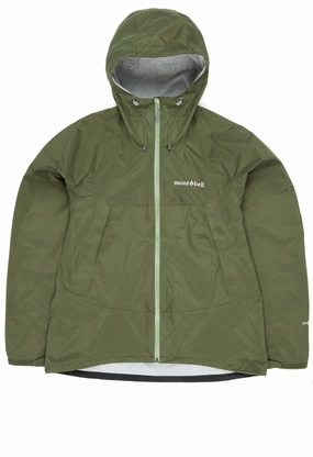 Montbell Women's Rain Hiker Jacket - Olive Seamless Shoulder Construction Abrasion Proof Shoulders