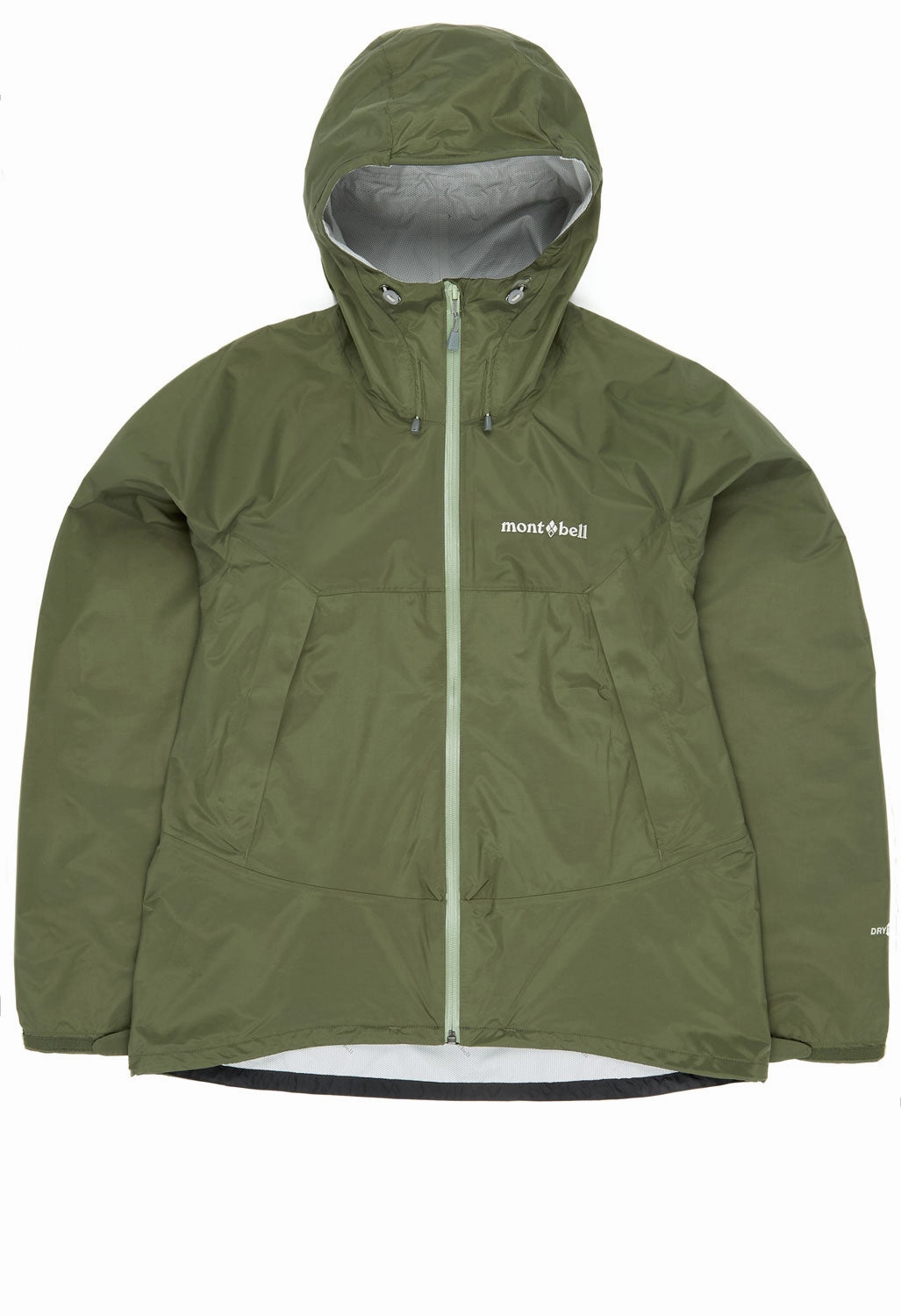 Montbell Women's Rain Hiker Jacket - Olive Seamless Shoulder Construction Abrasion Proof Shoulders