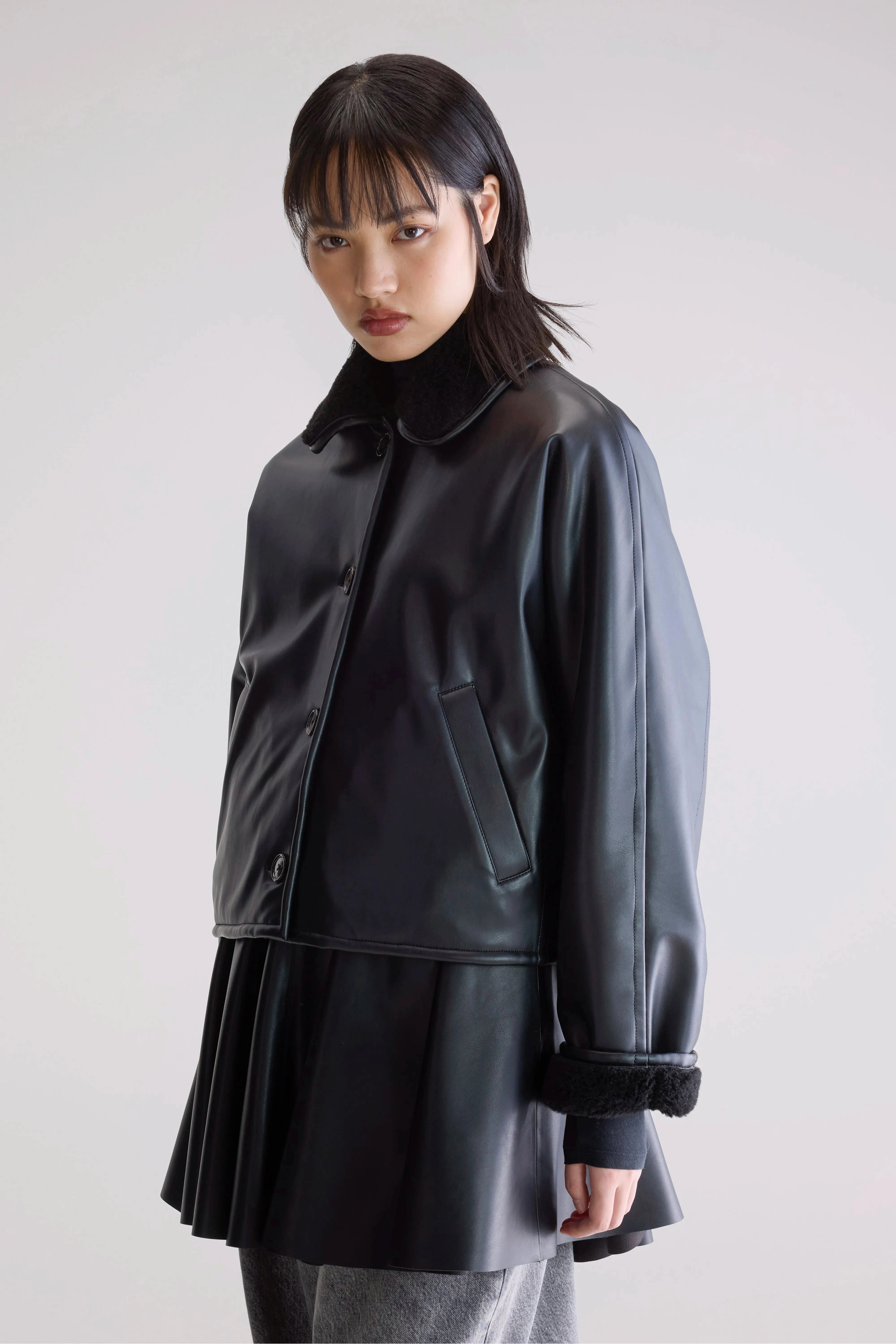 Josh faux leather jacket (252 / W / BLACK) Erasable Stains Treatment