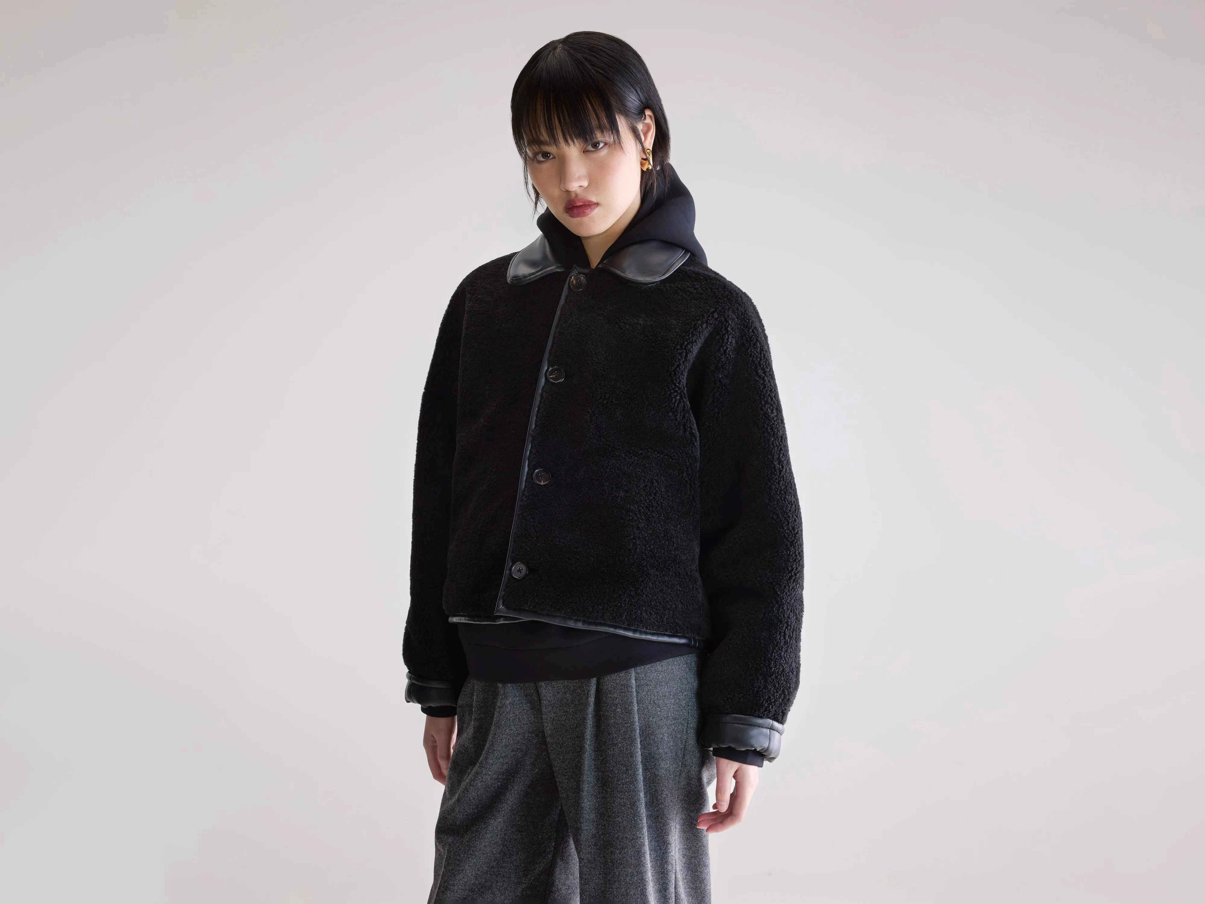 Josh faux leather jacket (252 / W / BLACK) Seamless Technology