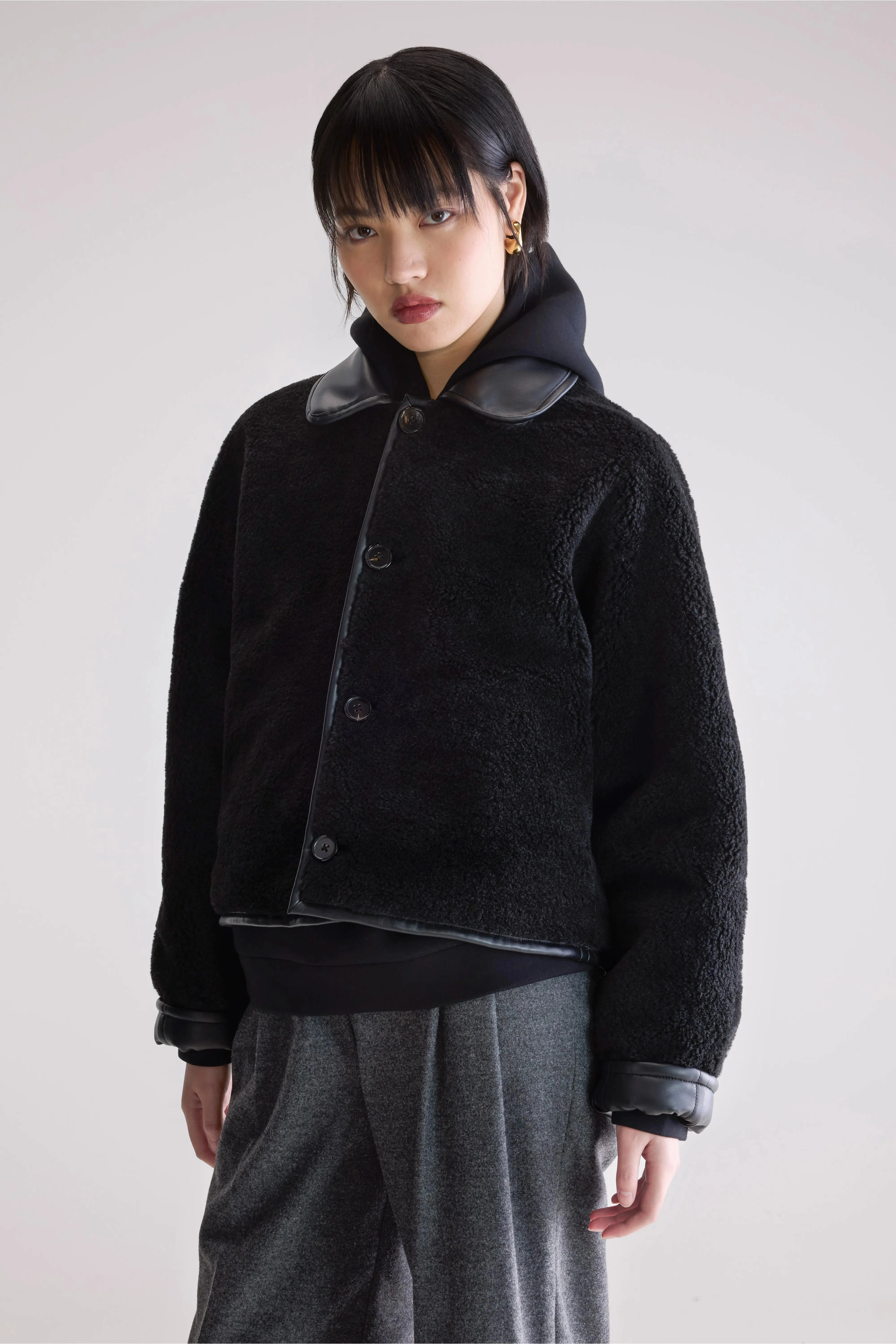 Josh faux leather jacket (252 / W / BLACK) LaserCut Vents Classic Urban Wear