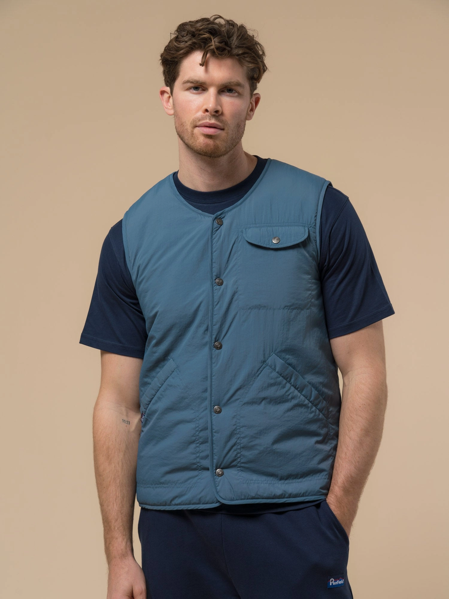 Cahoon Rochester Light Vest in Blue Fusion Adjustable Hem Cords Ventilated Panels