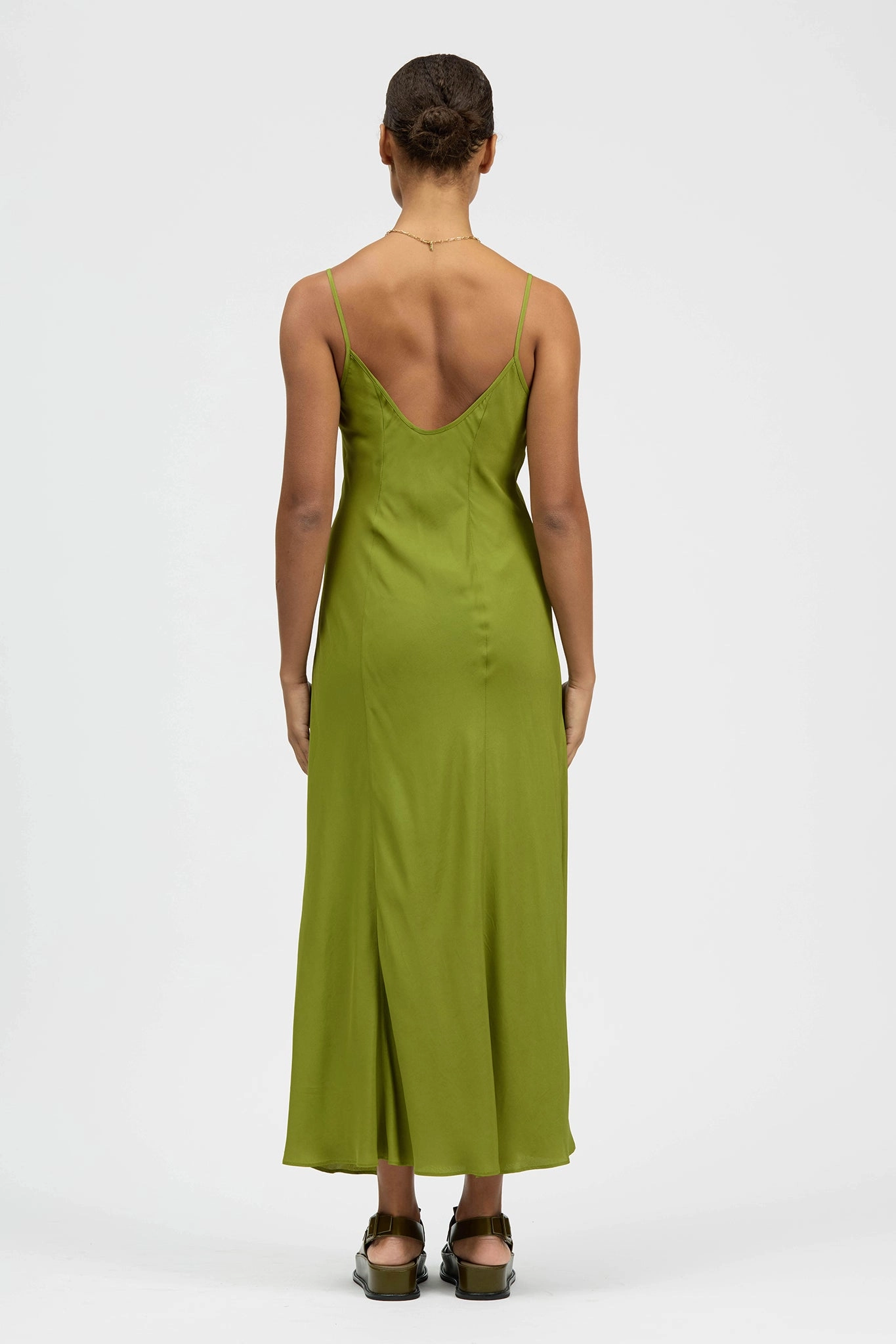 Luz Bias Dress Olive Clean Mood Elegant Waist Design