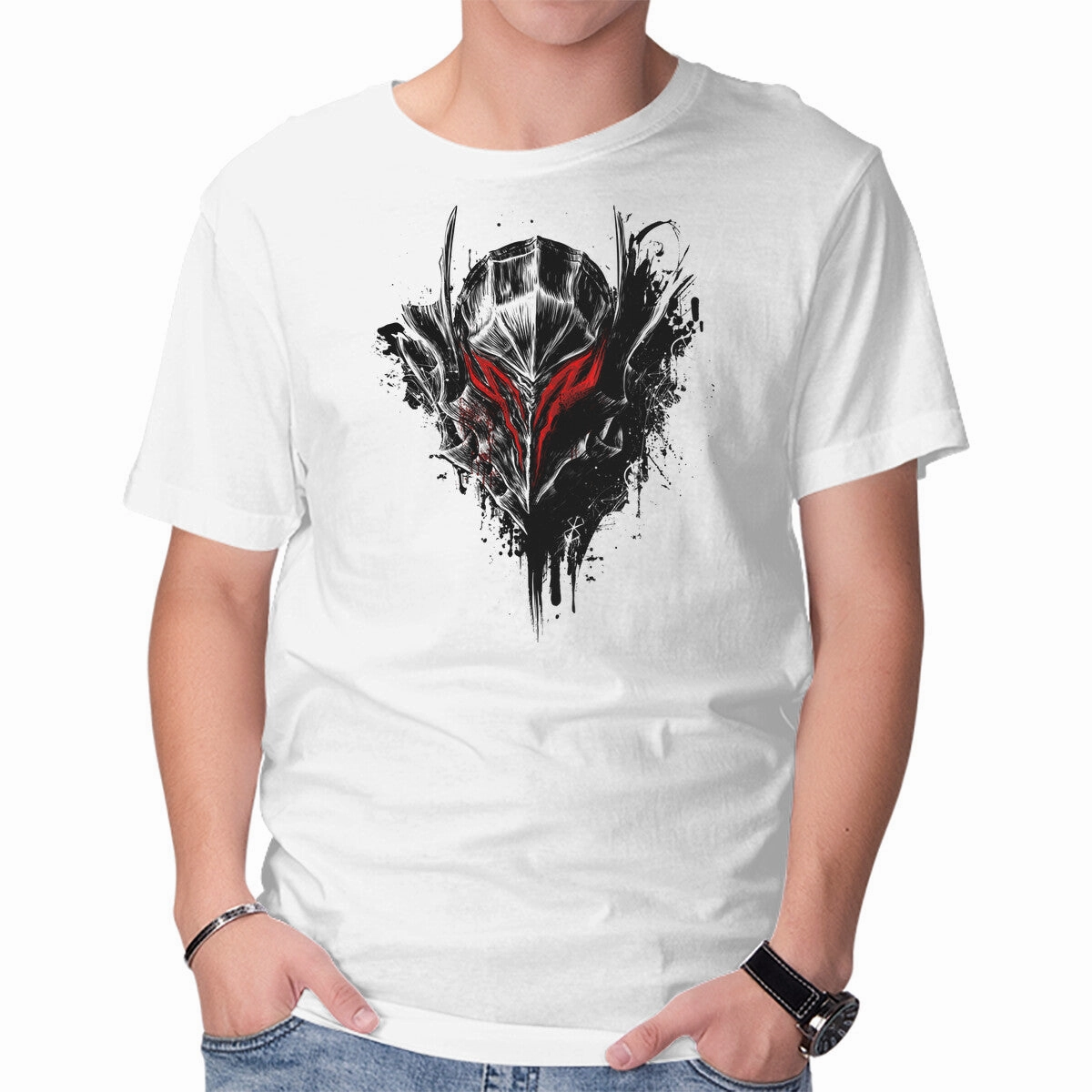 Black Warrior Crew Neck Design Animal print wildness