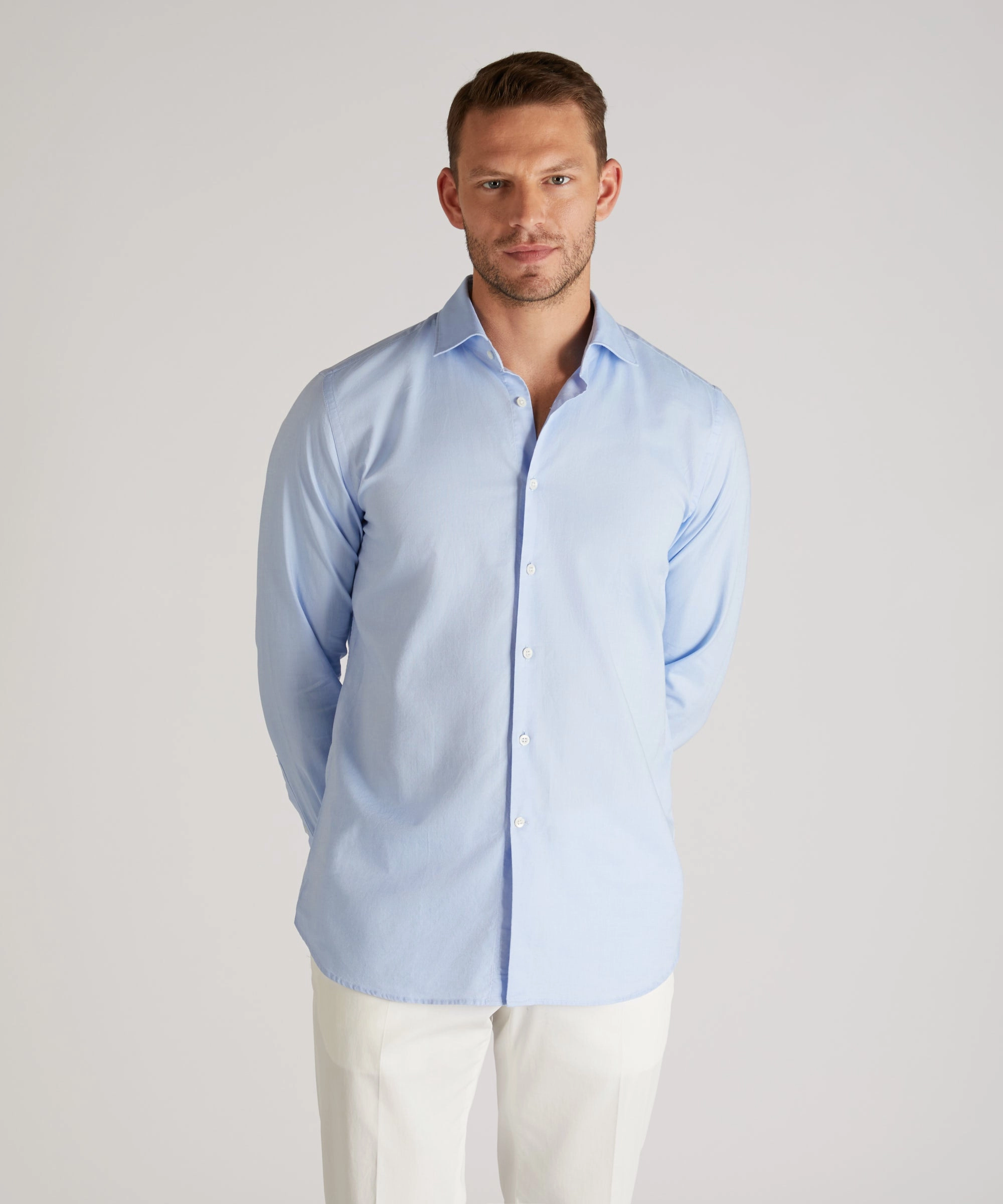 Slim-fit Oxford cotton shirt Button front
