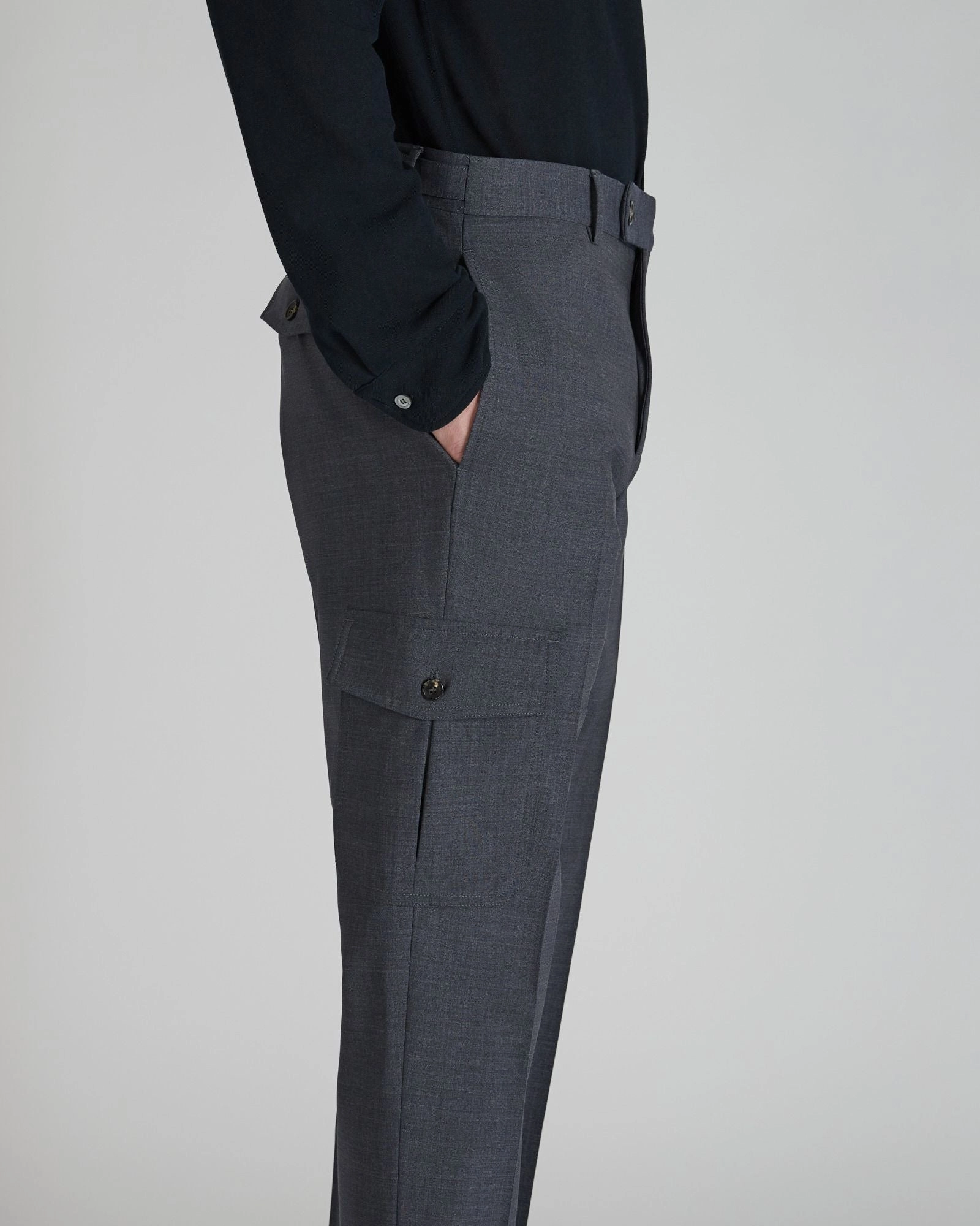 Tapered-fit wool fabric trousers Flexible Layer Fit