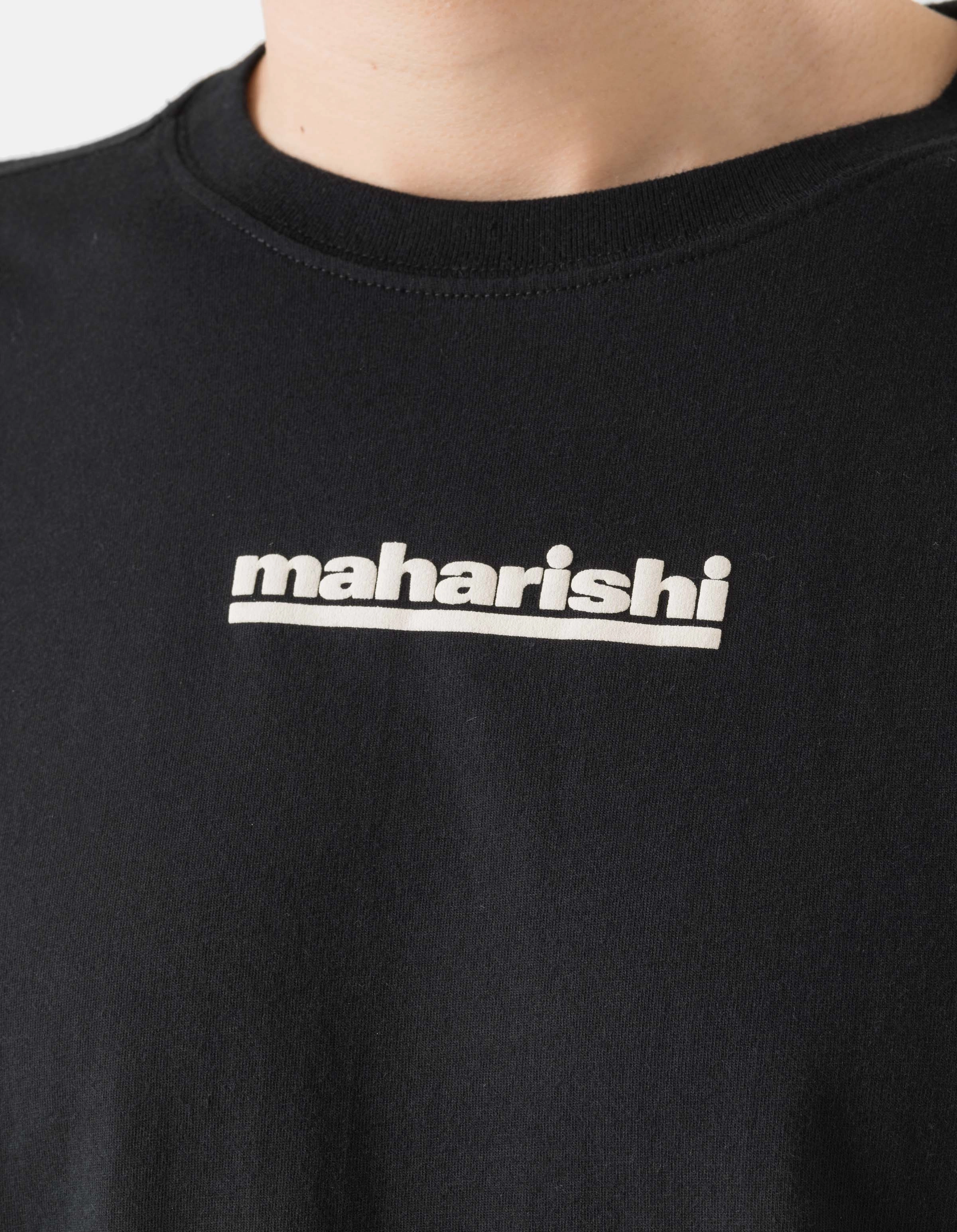 1582 Maha-Paizhi Sashiko S/S T-Shirt Black Flatlock Stitching Technique
